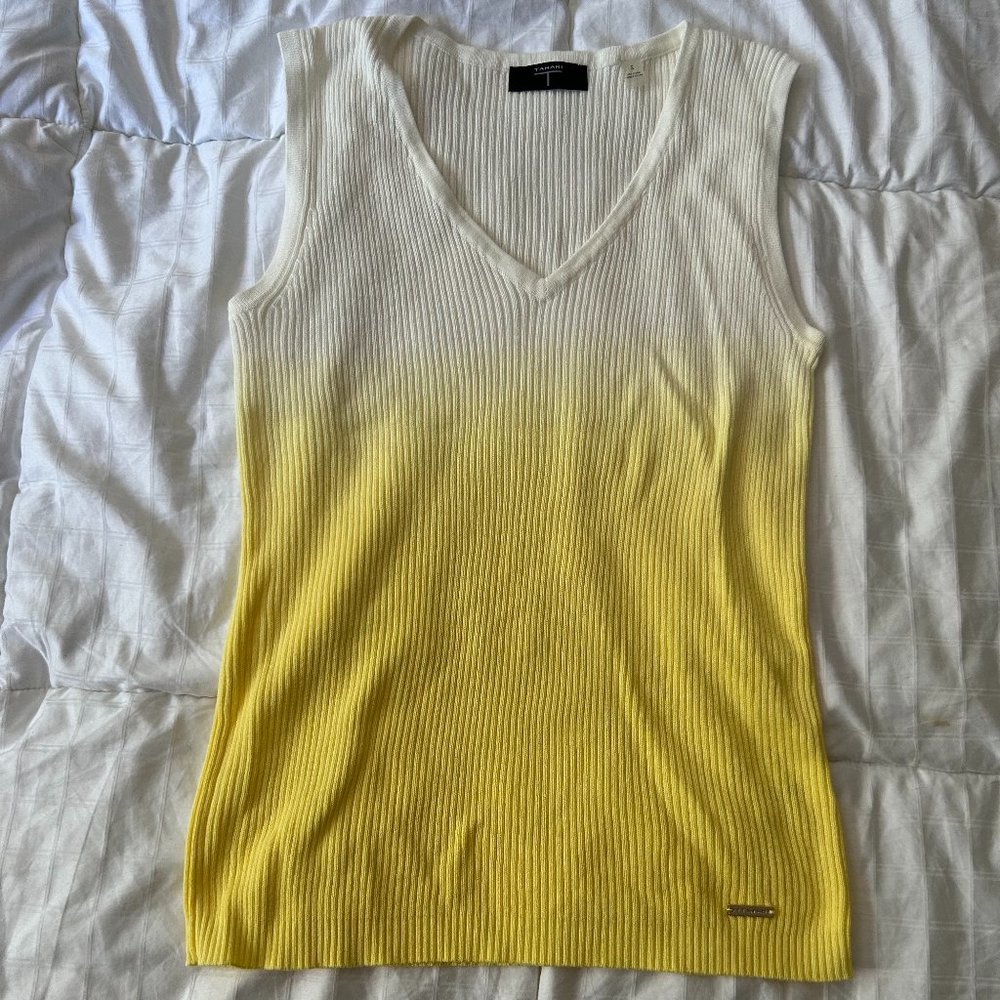 Tahari Ombré Yellow Knit Tank Top (Small)